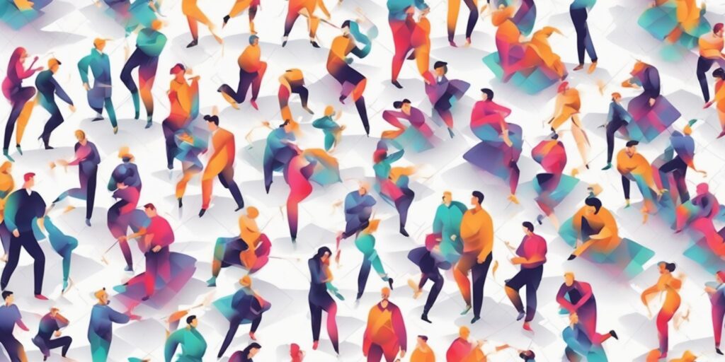 Competition in illustration style with gradients and white background