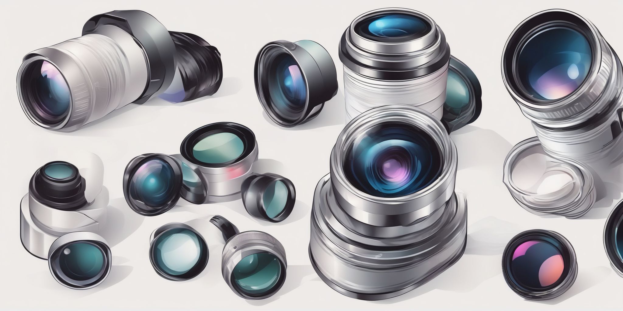 lens in illustration style with gradients and white background