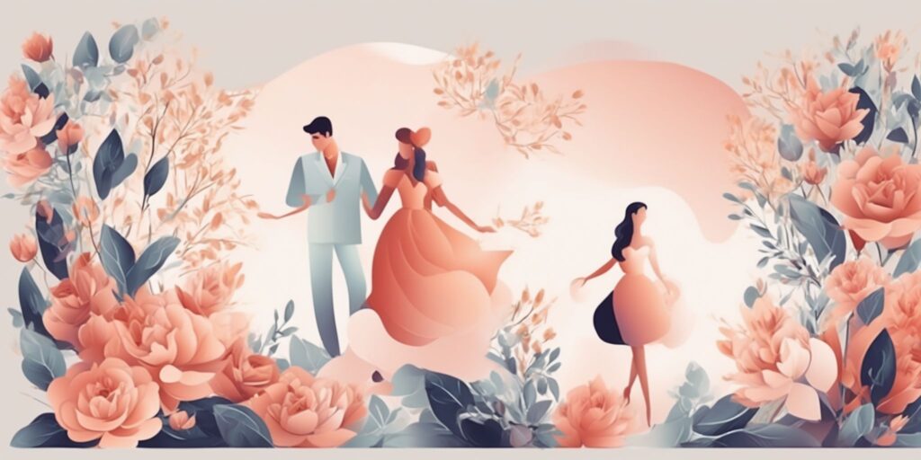 engagement in illustration style with gradients and white background