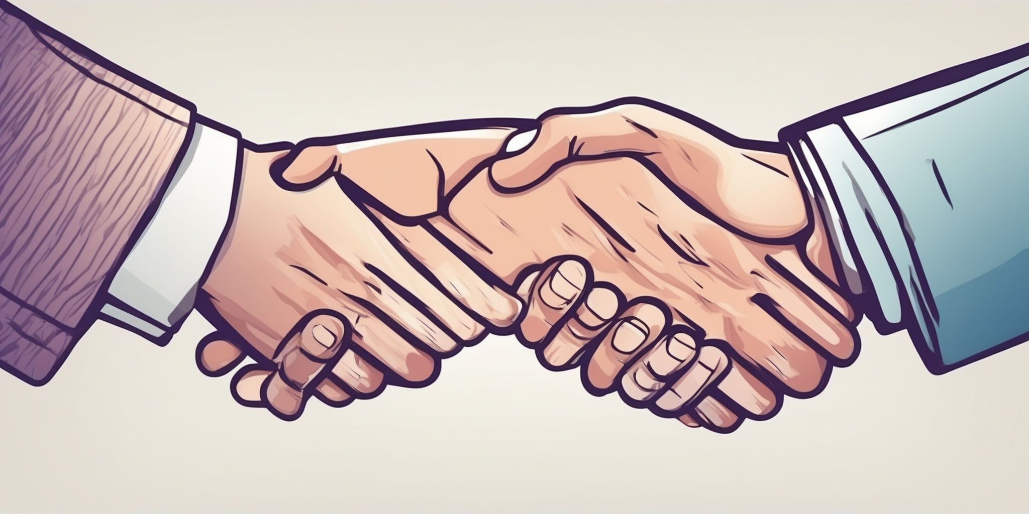 handshake in illustration style with gradients and white background