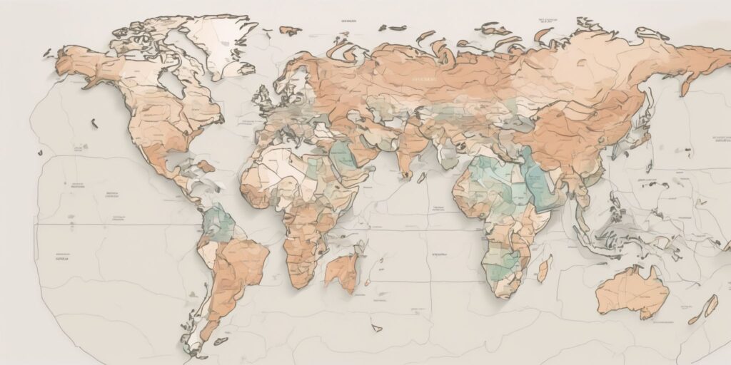 Map in illustration style with gradients and white background