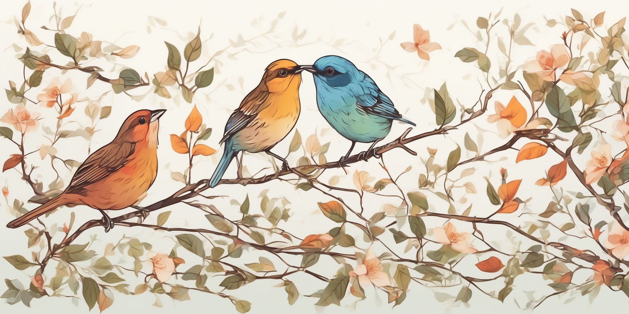 birdsong in illustration style with gradients and white background