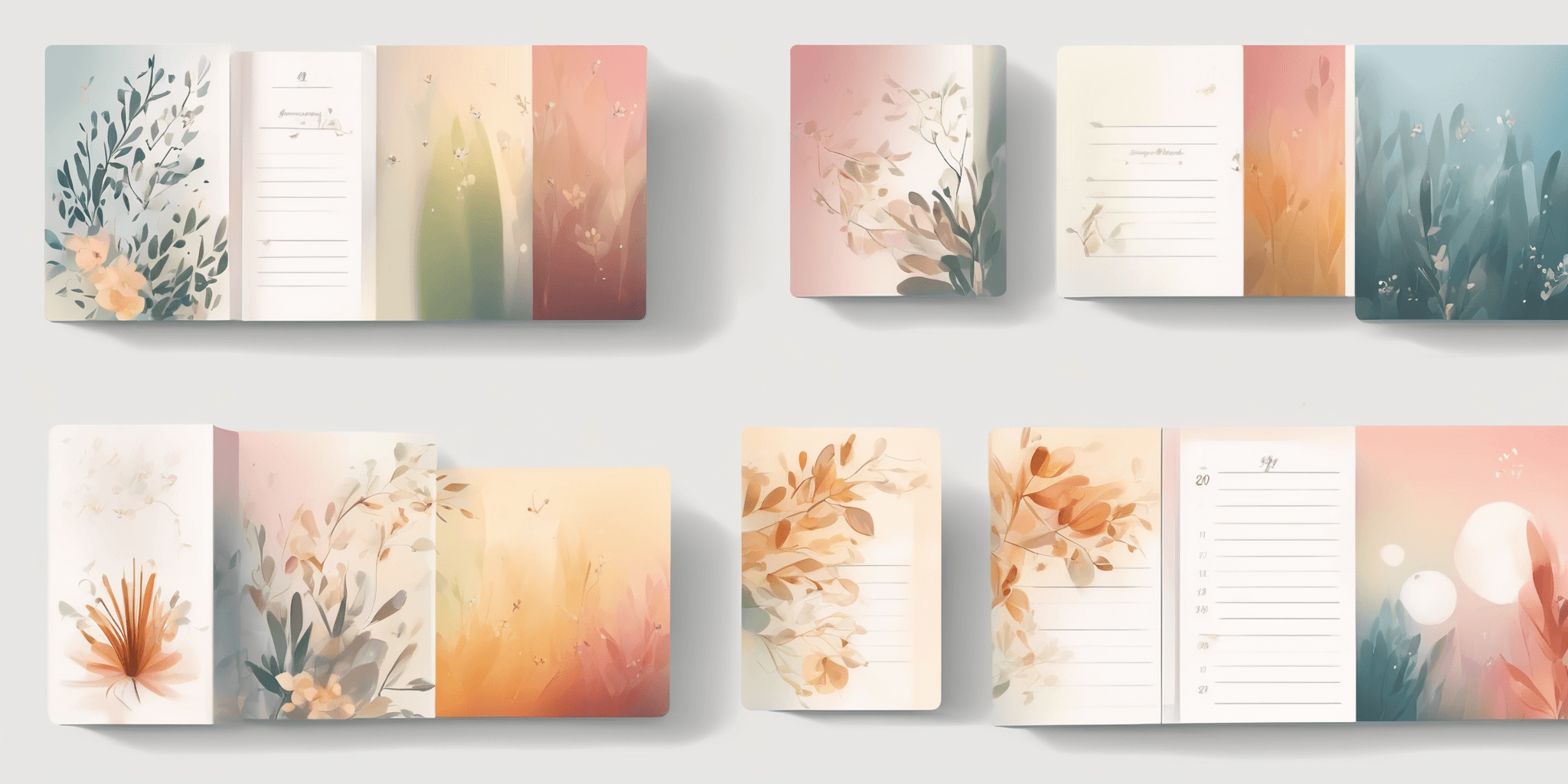 Datebook in illustration style with gradients and white background