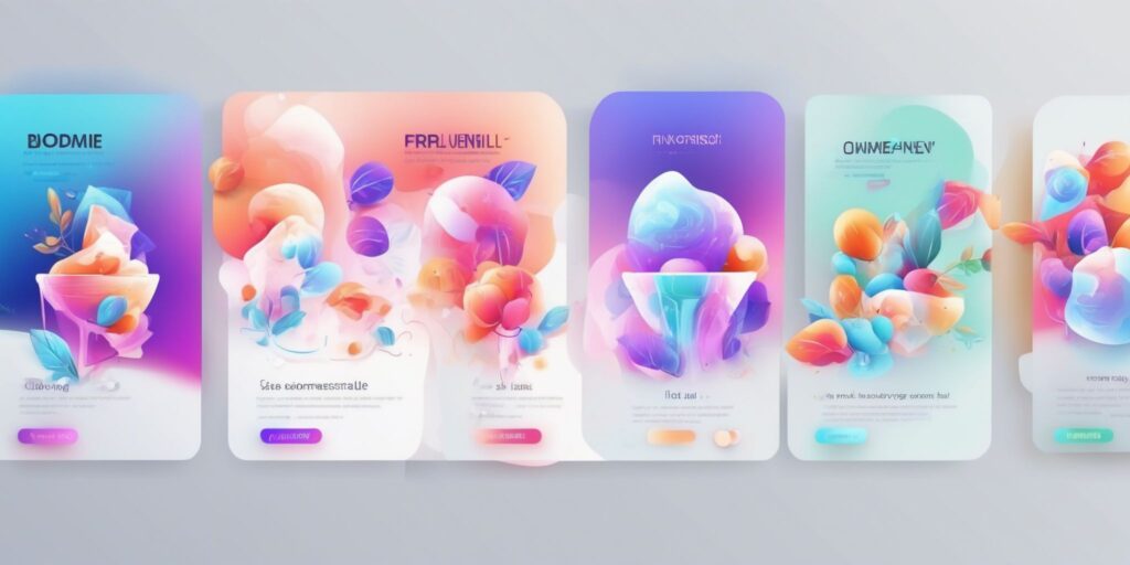 promotions in illustration style with gradients and white background
