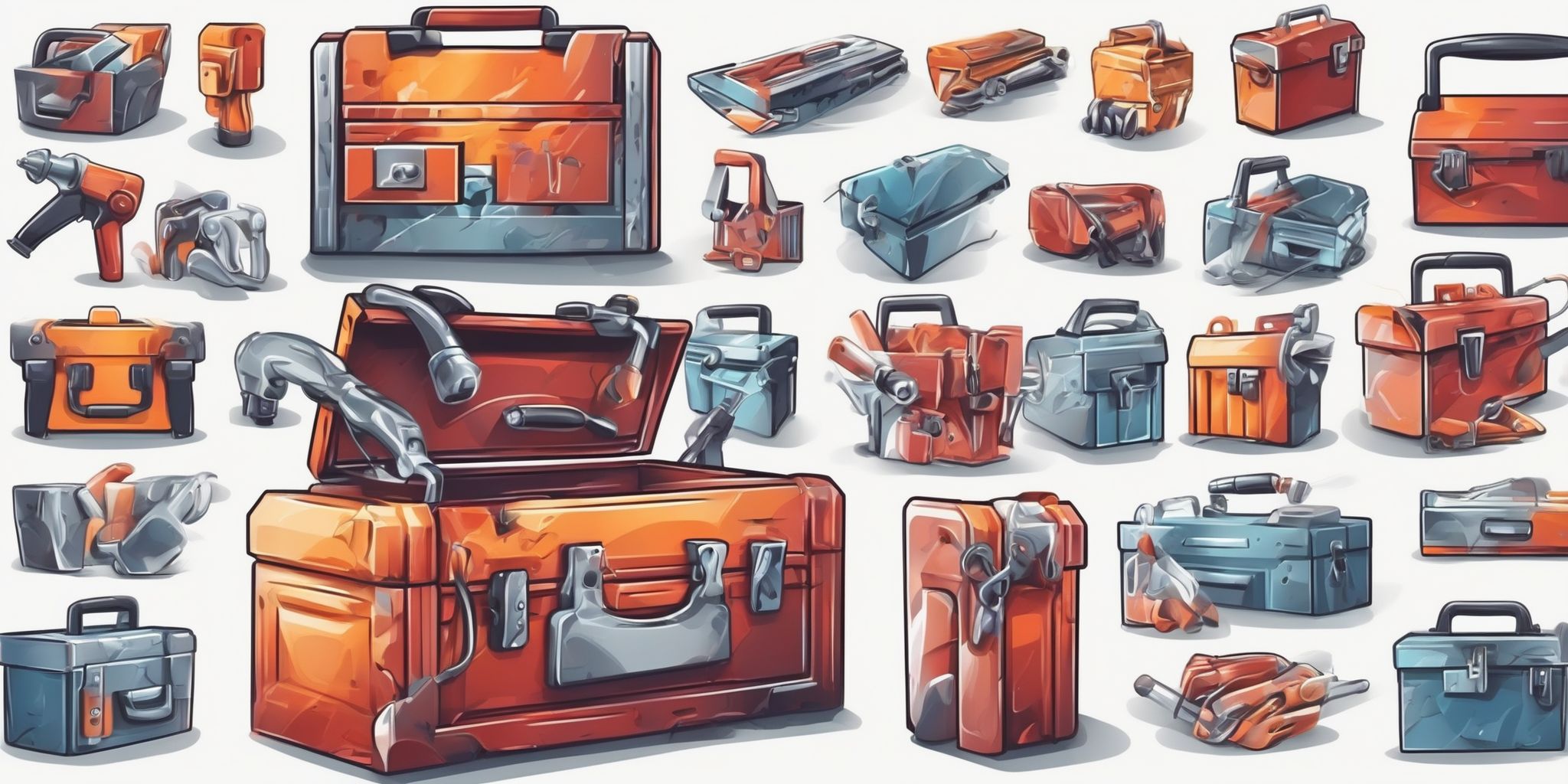 Digital toolbox in illustration style with gradients and white background