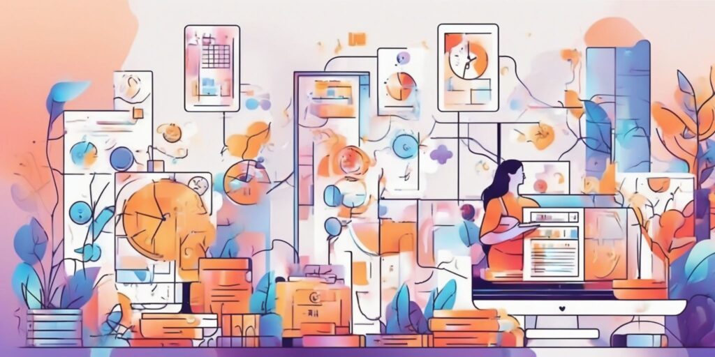 Budget in illustration style with gradients and white background
