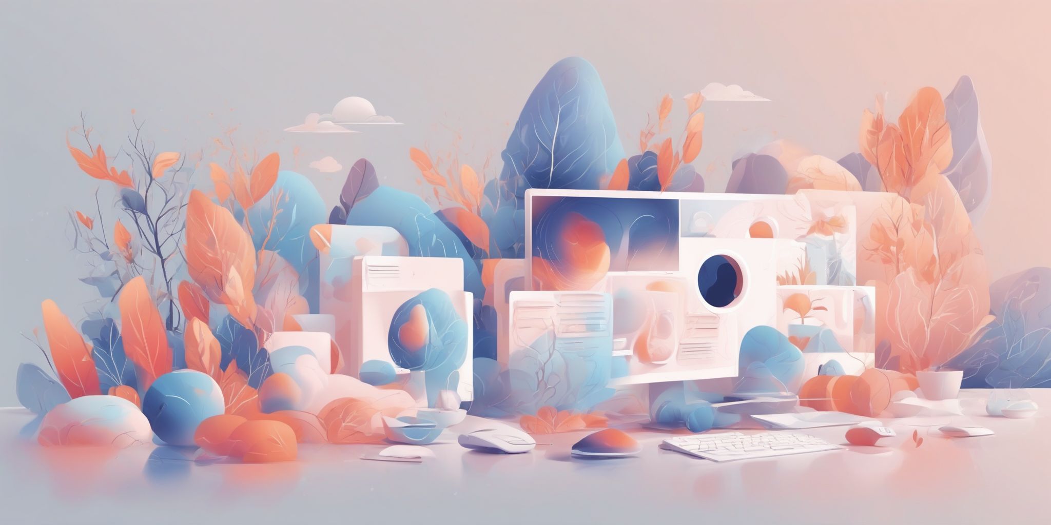 post in illustration style with gradients and white background
