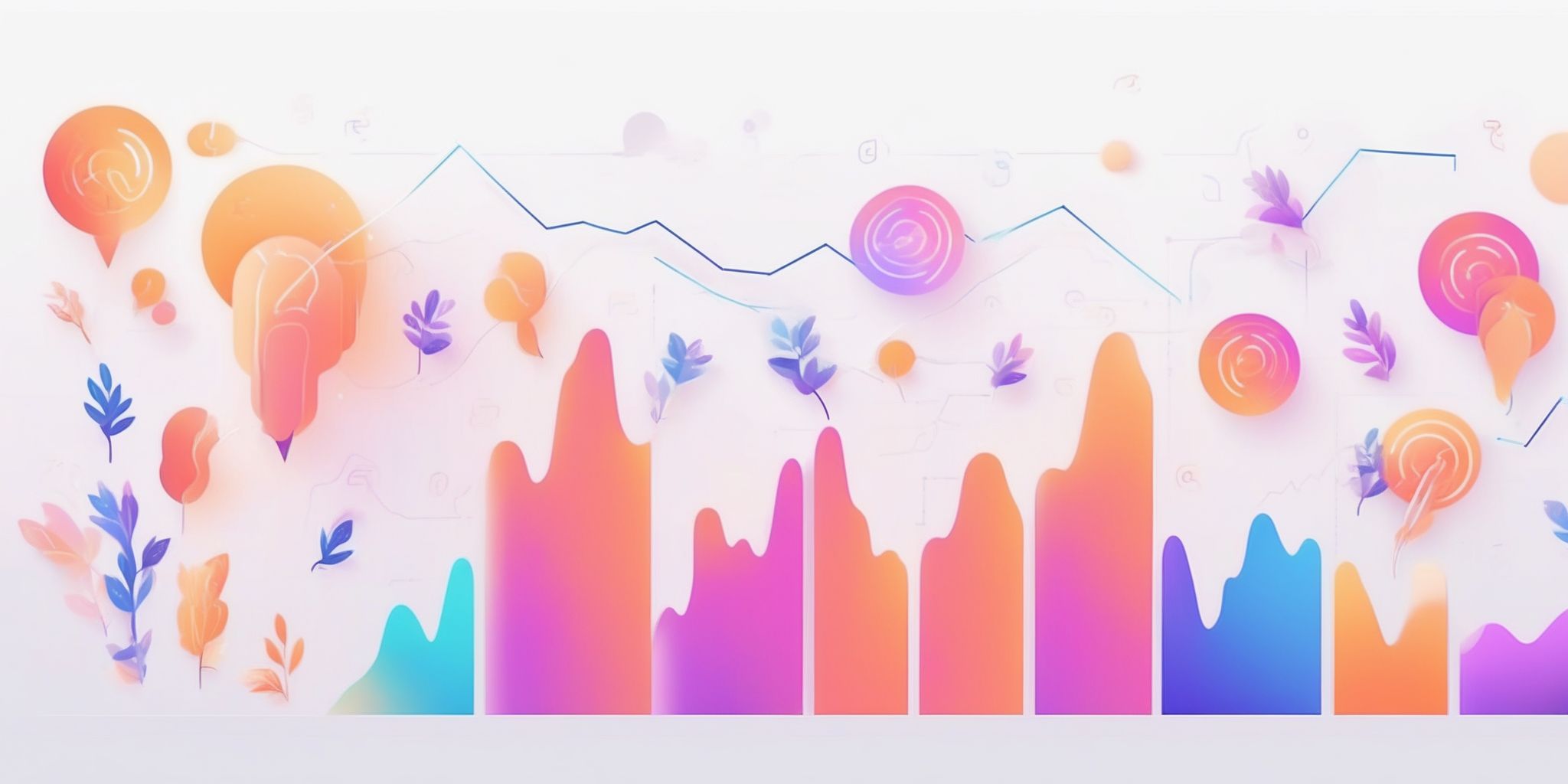 brand growth in illustration style with gradients and white background