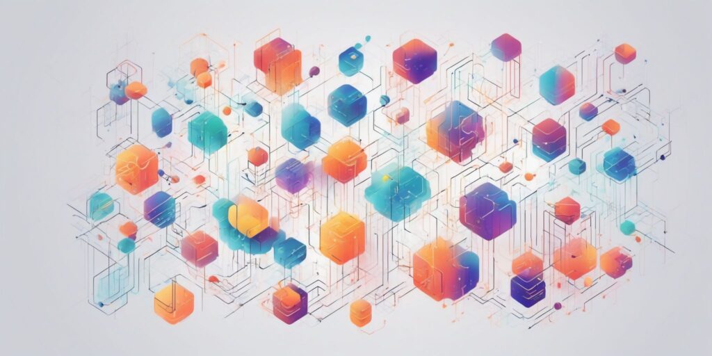 algorithm in illustration style with gradients and white background