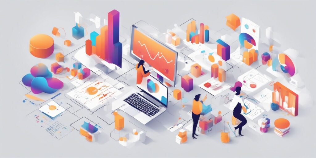 Strategy in illustration style with gradients and white background