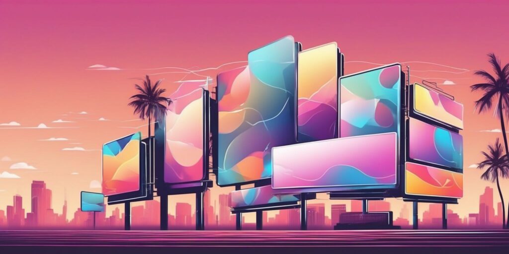 Billboard in illustration style with gradients and white background