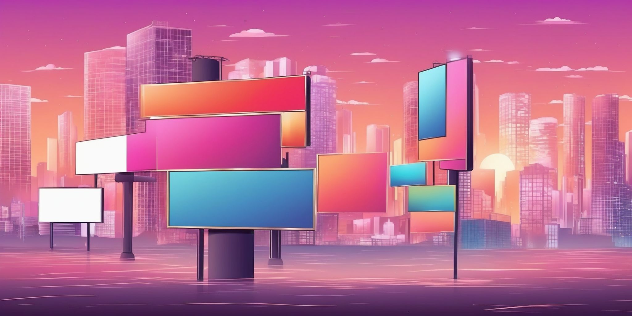 billboard in illustration style with gradients and white background