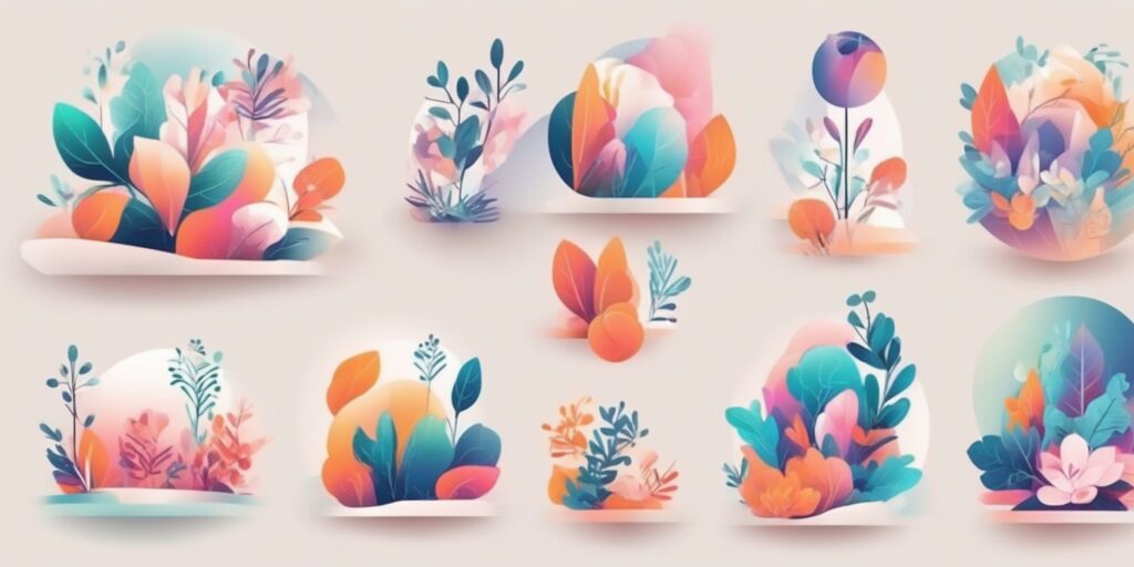 branding in illustration style with gradients and white background