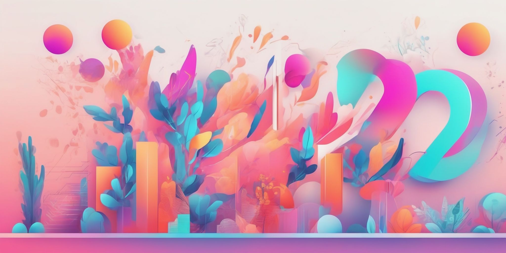 Trends 2022 in illustration style with gradients and white background