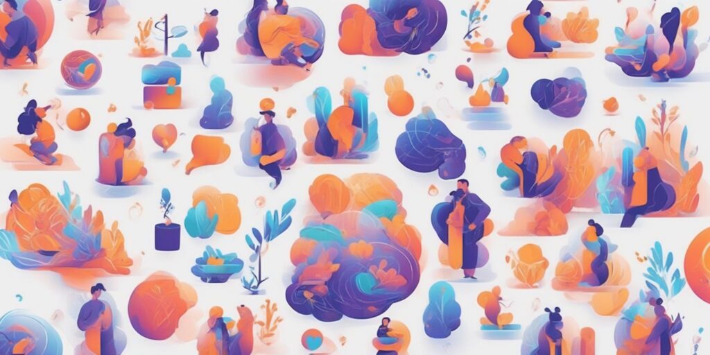 strategies in illustration style with gradients and white background