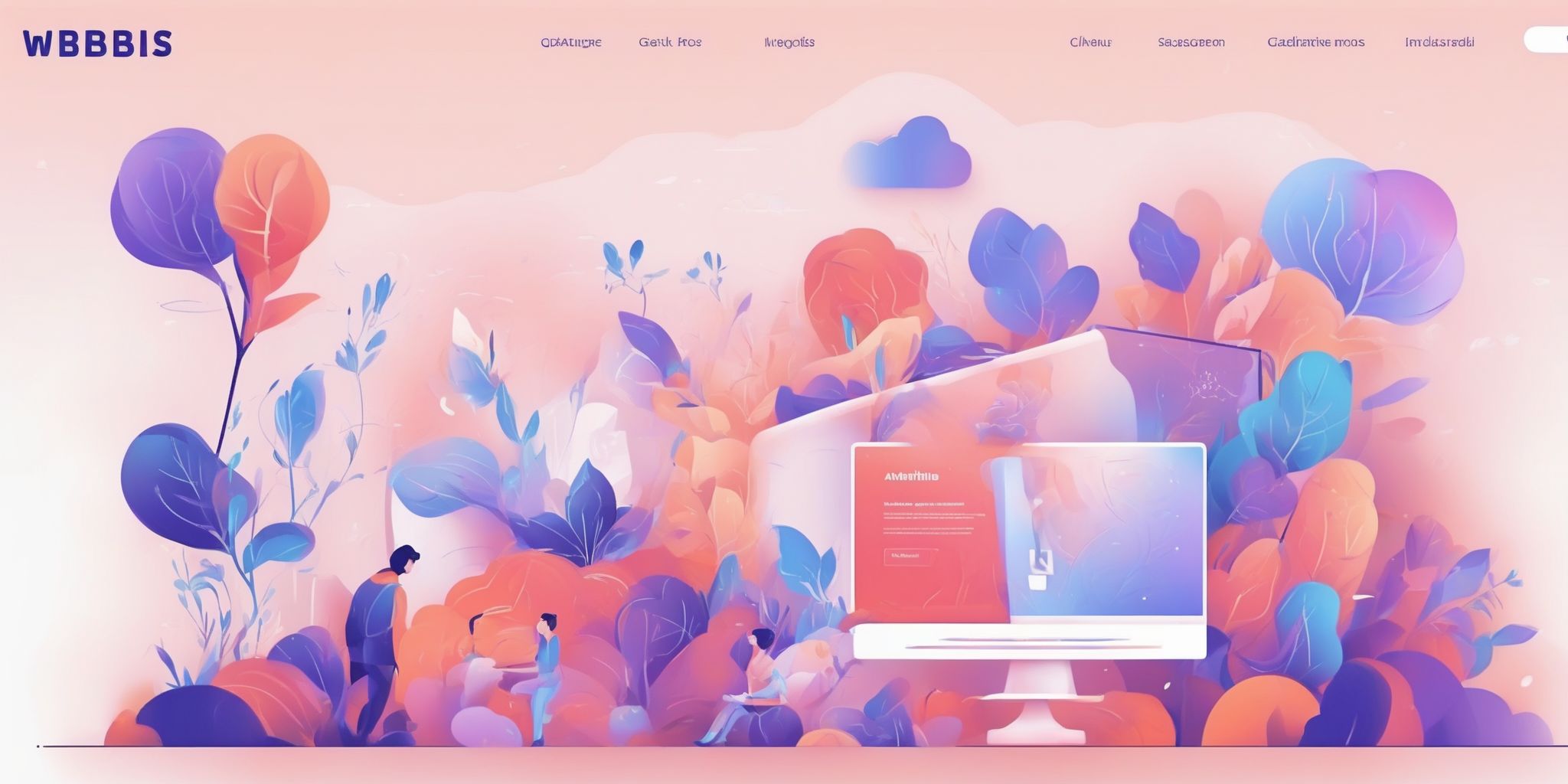 Website in illustration style with gradients and white background