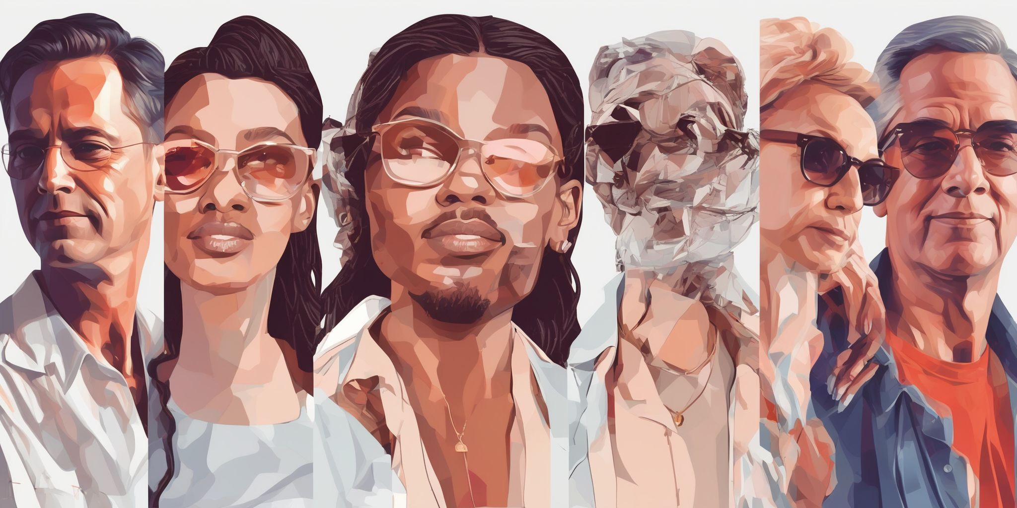 Celebrities in illustration style with gradients and white background