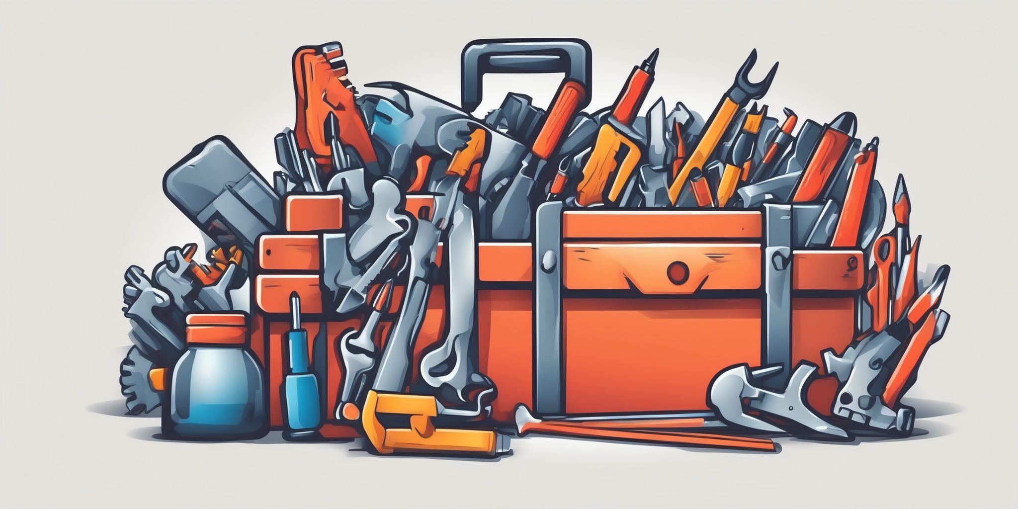 Marketing: Toolbox in illustration style with gradients and white background