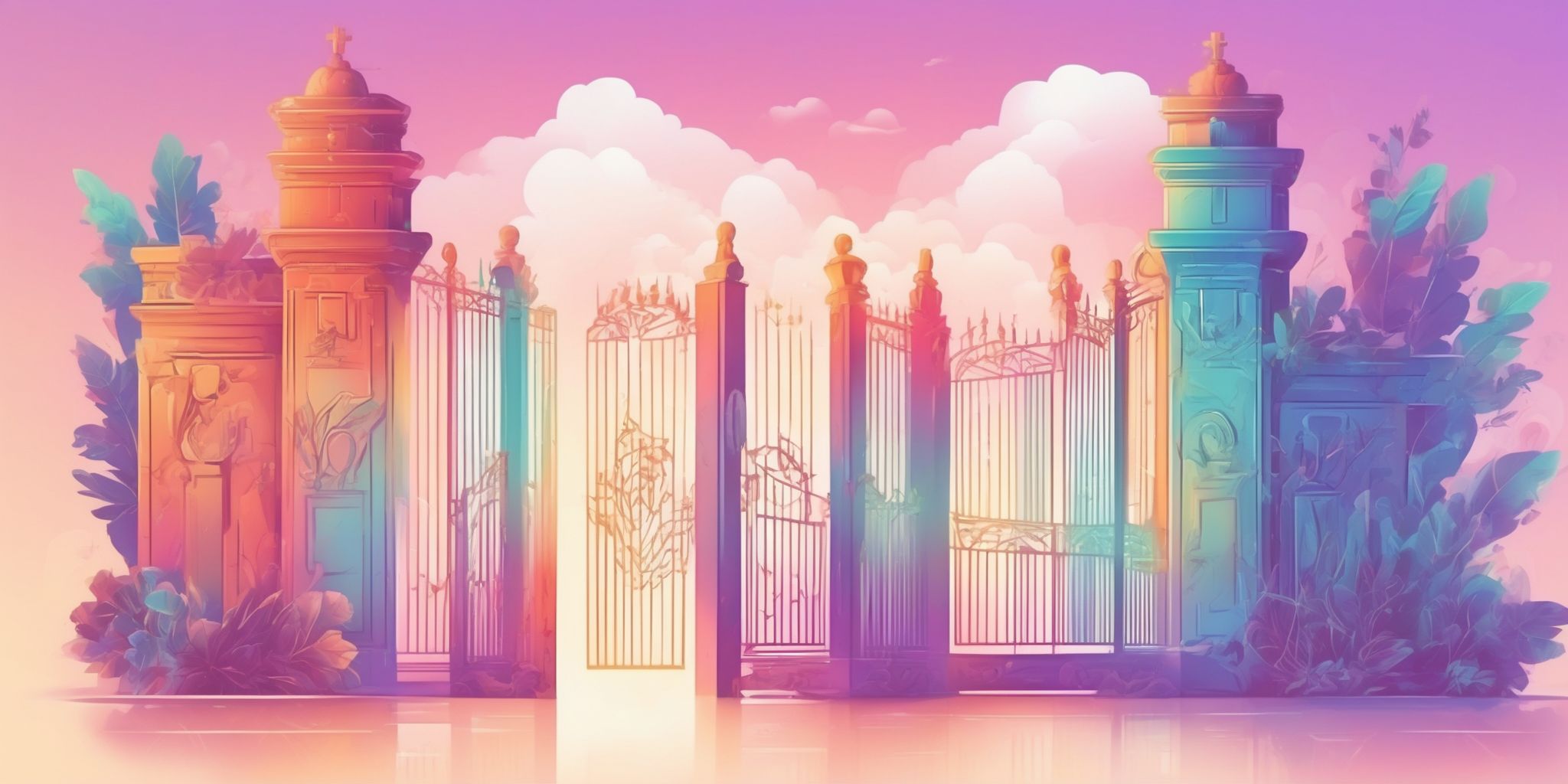 Hashtag gateway in illustration style with gradients and white background