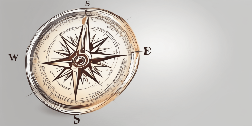 Compass in illustration style with gradients and white background