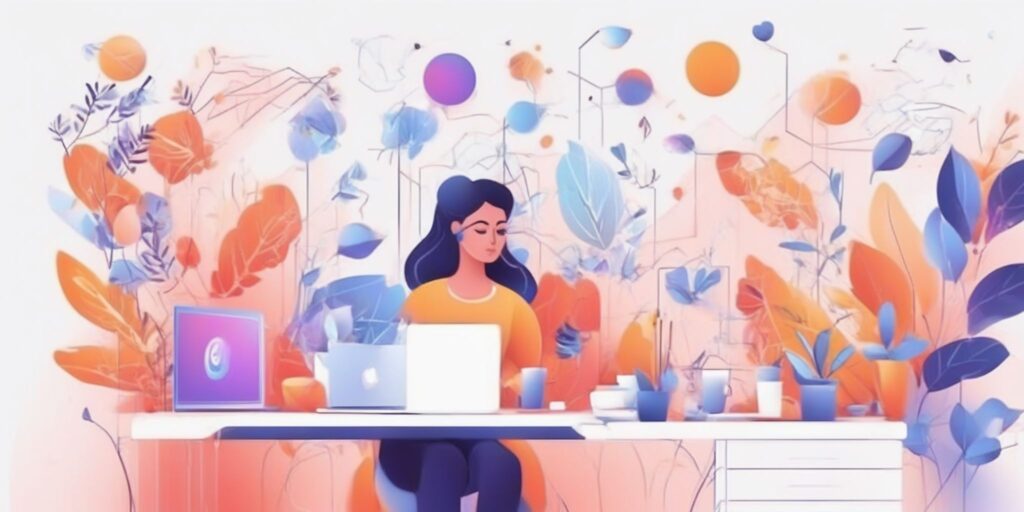 Content creation in illustration style with gradients and white background