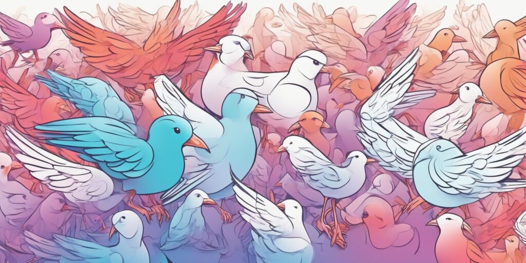 retweets in illustration style with gradients and white background