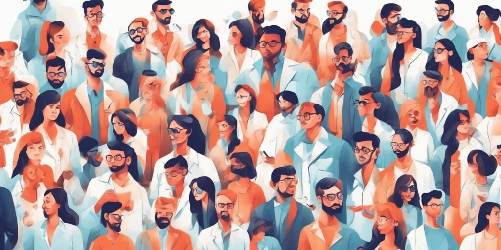 followers in illustration style with gradients and white background