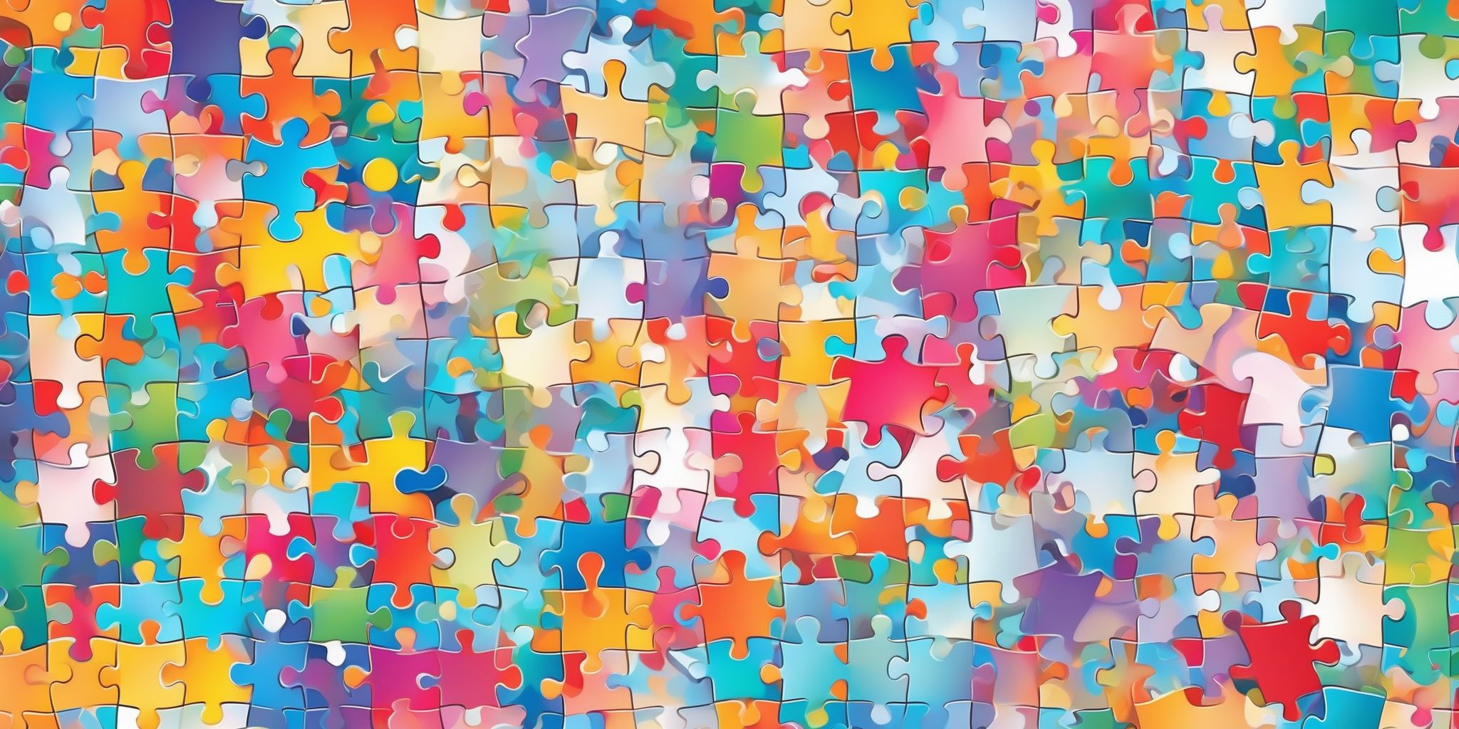 Jigsaw puzzle in illustration style with gradients and white background