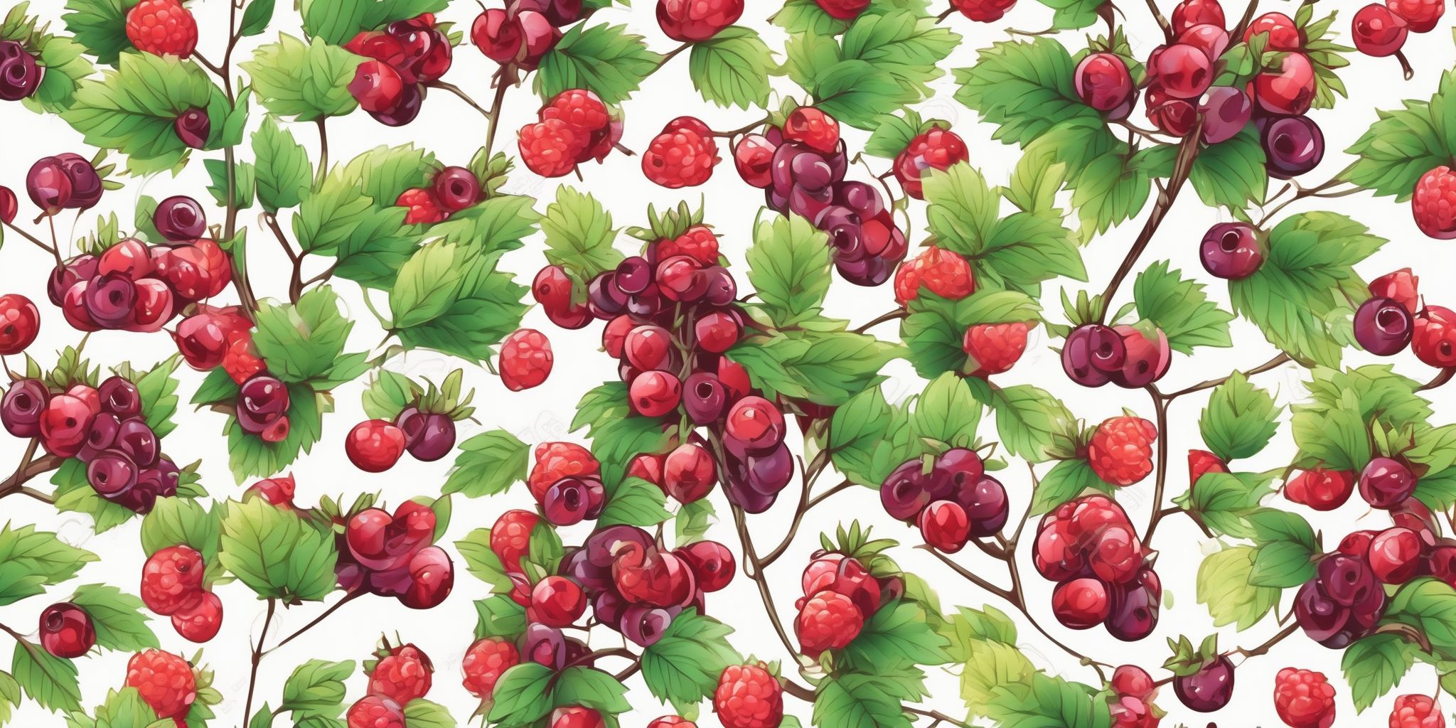 berry tree in illustration style with gradients and white background