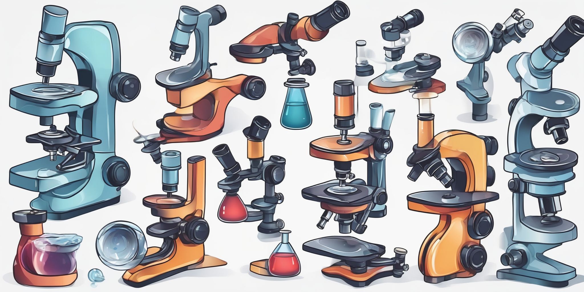 Microscope in illustration style with gradients and white background