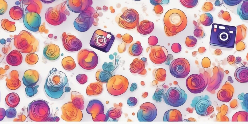 Instagram in illustration style with gradients and white background