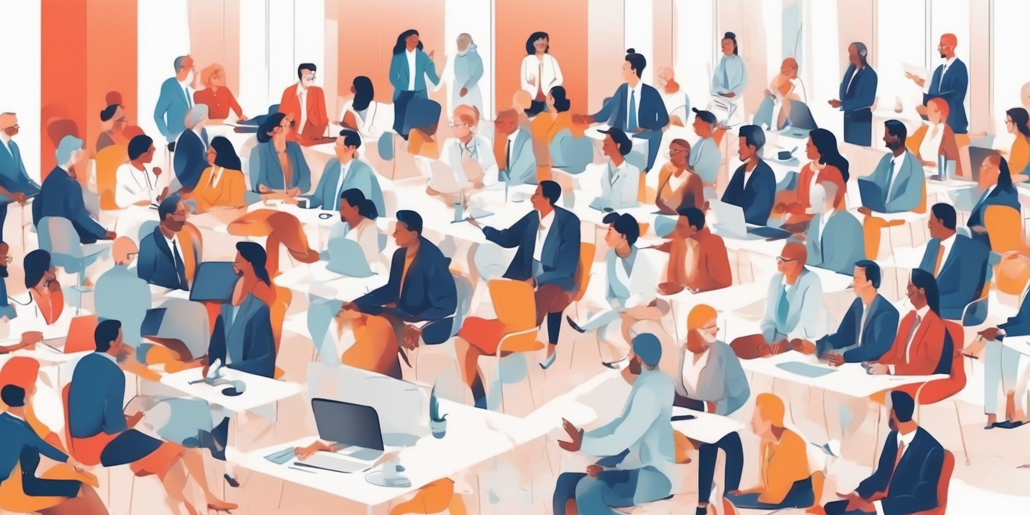 Conference in illustration style with gradients and white background