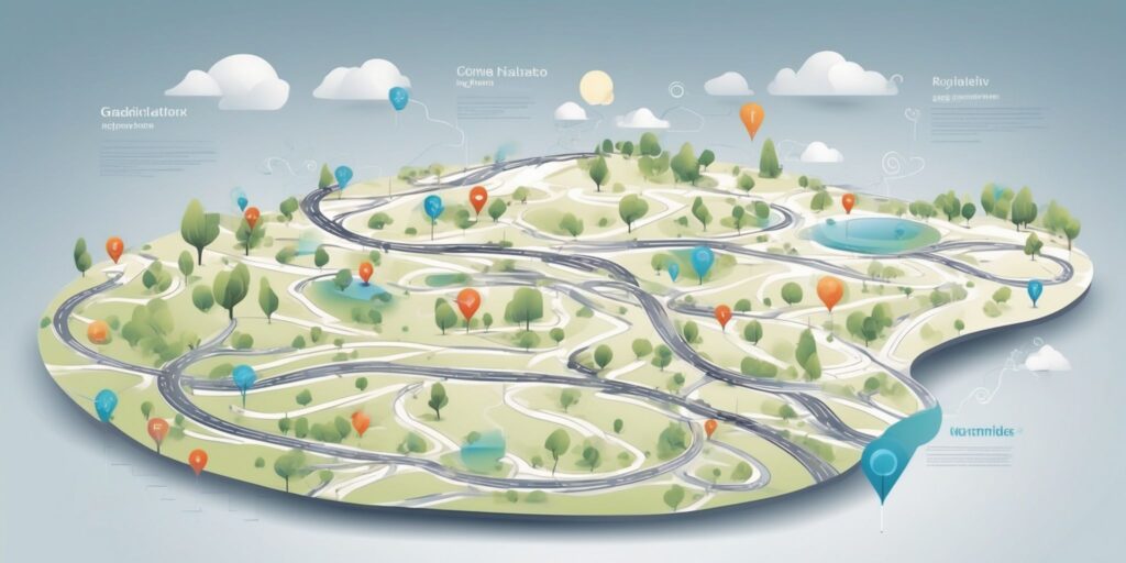 Guidelines: Roadmap in illustration style with gradients and white background