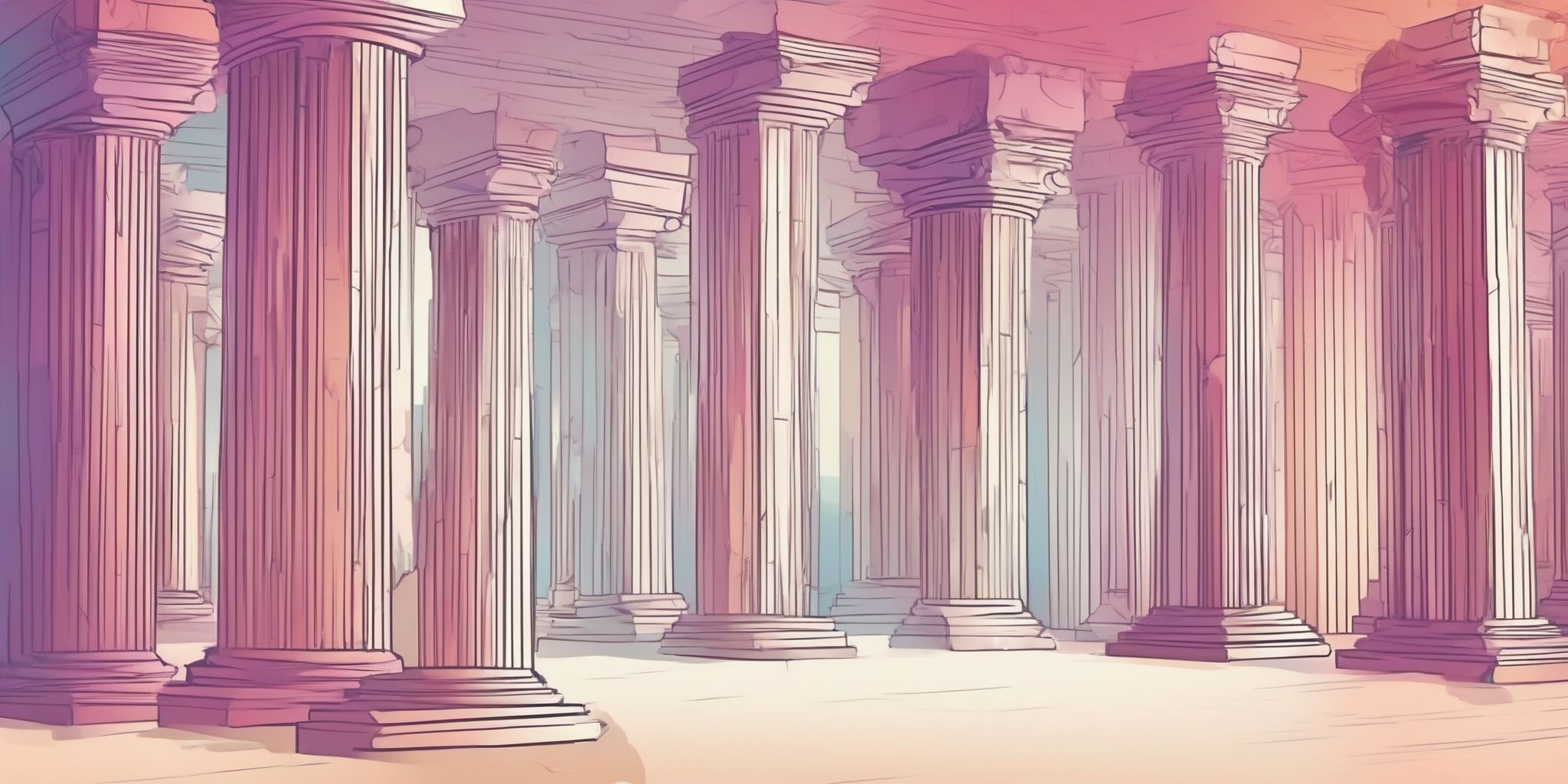 pillars in illustration style with gradients and white background
