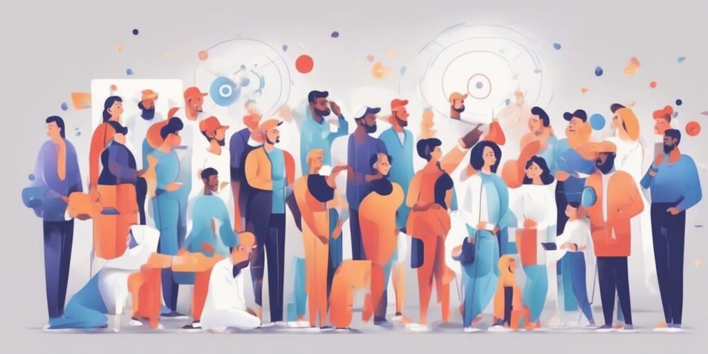 Target audience in illustration style with gradients and white background