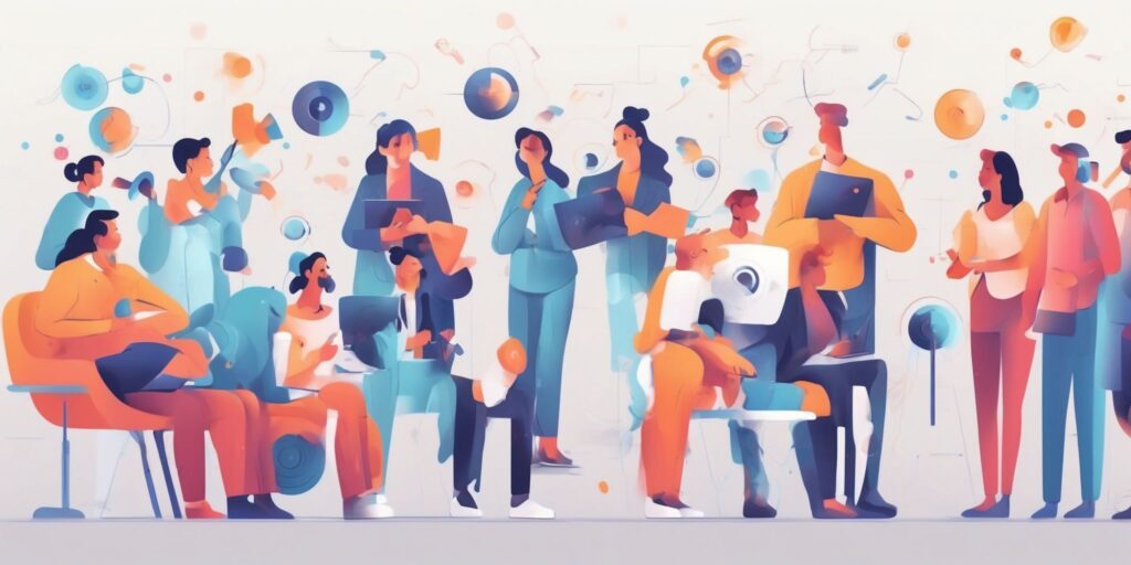 target audience in illustration style with gradients and white background