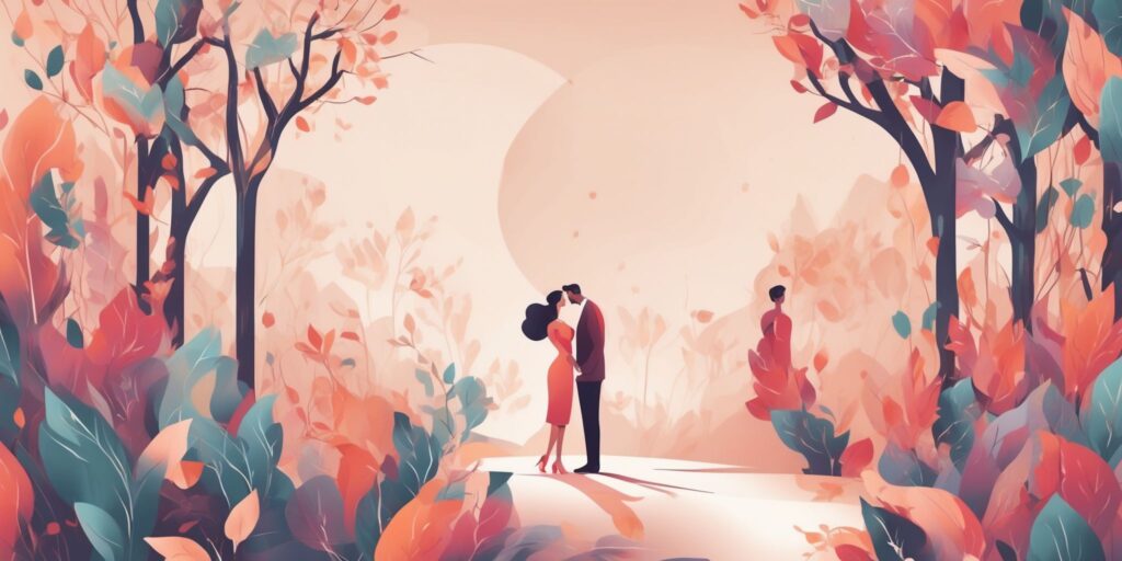 Engagement in illustration style with gradients and white background