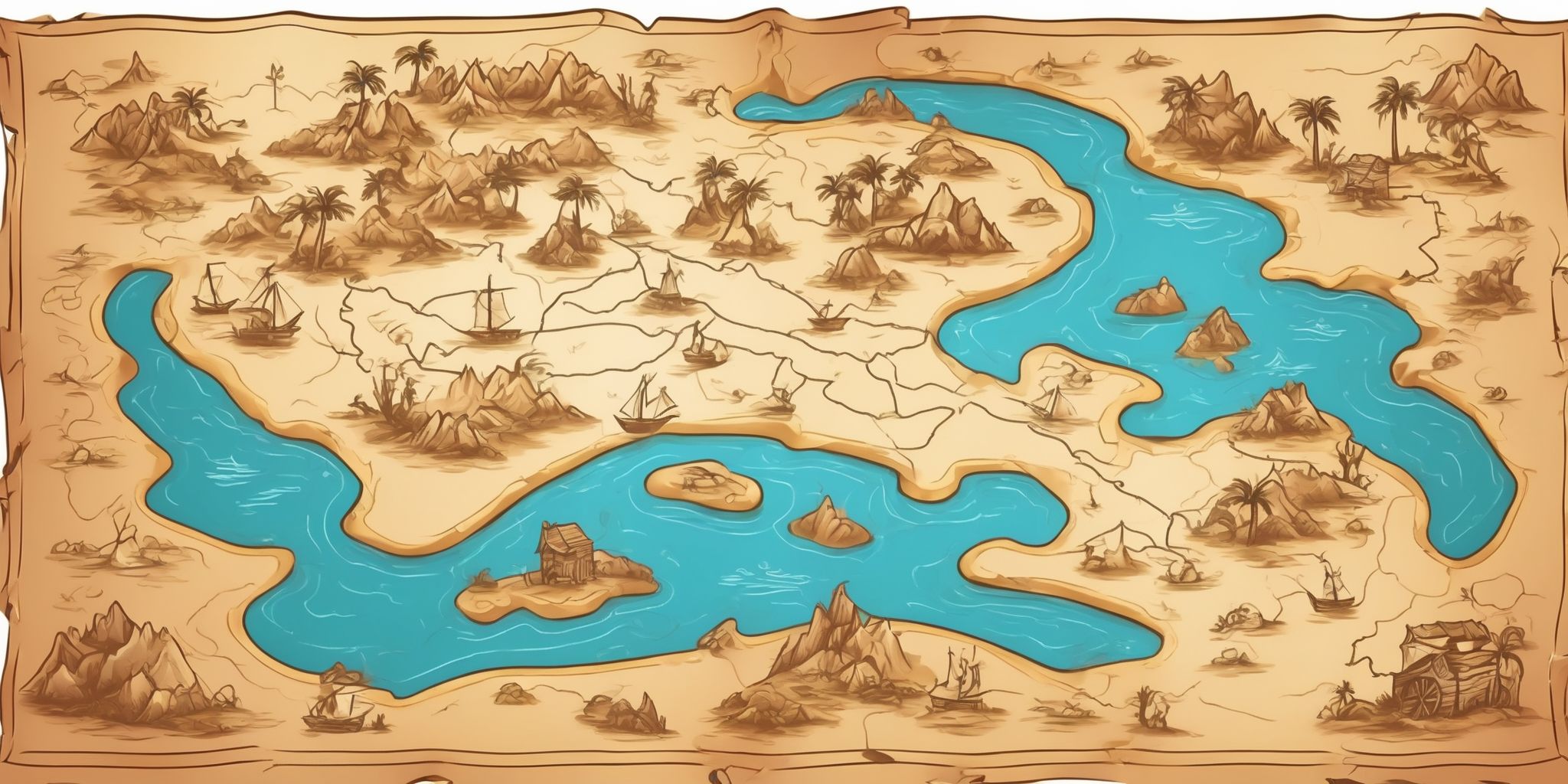Treasure map in illustration style with gradients and white background