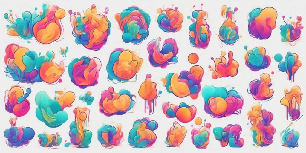 likes in illustration style with gradients and white background