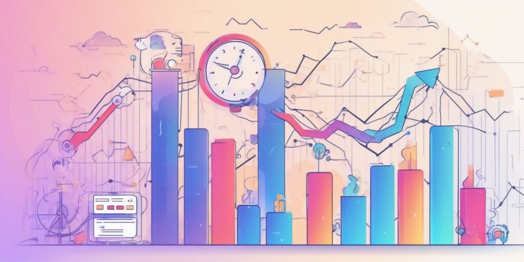 ROI measurement in illustration style with gradients and white background