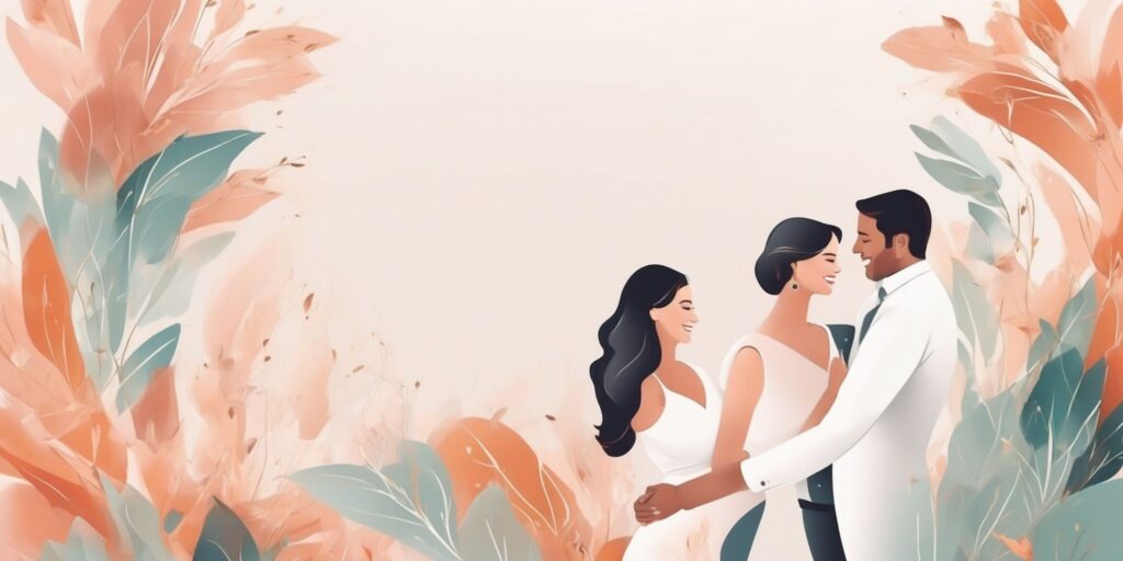 engagement in illustration style with gradients and white background