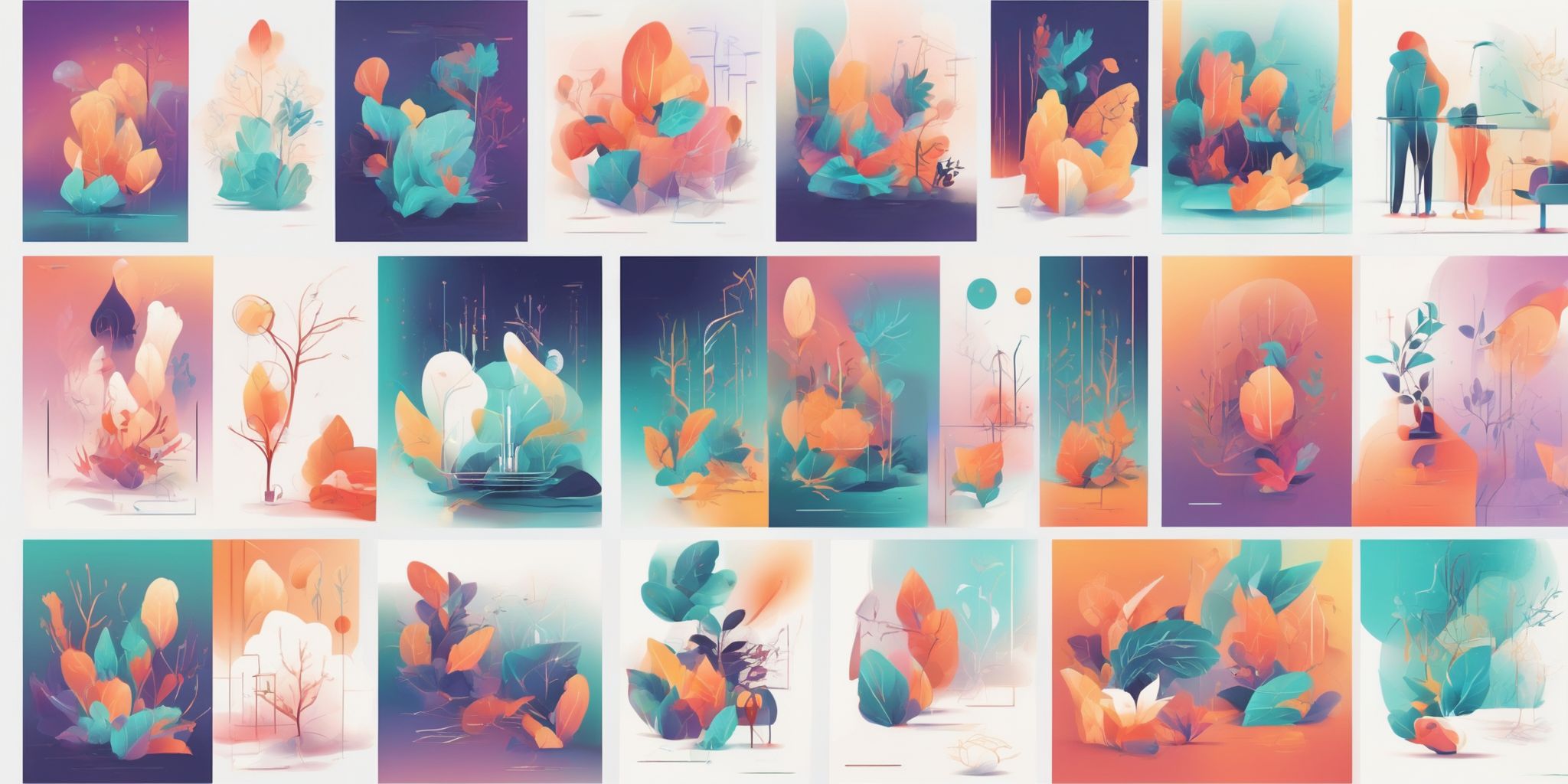 Case studies in illustration style with gradients and white background