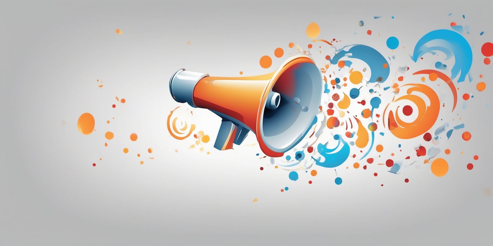 Marketing: Megaphone in illustration style with gradients and white background
