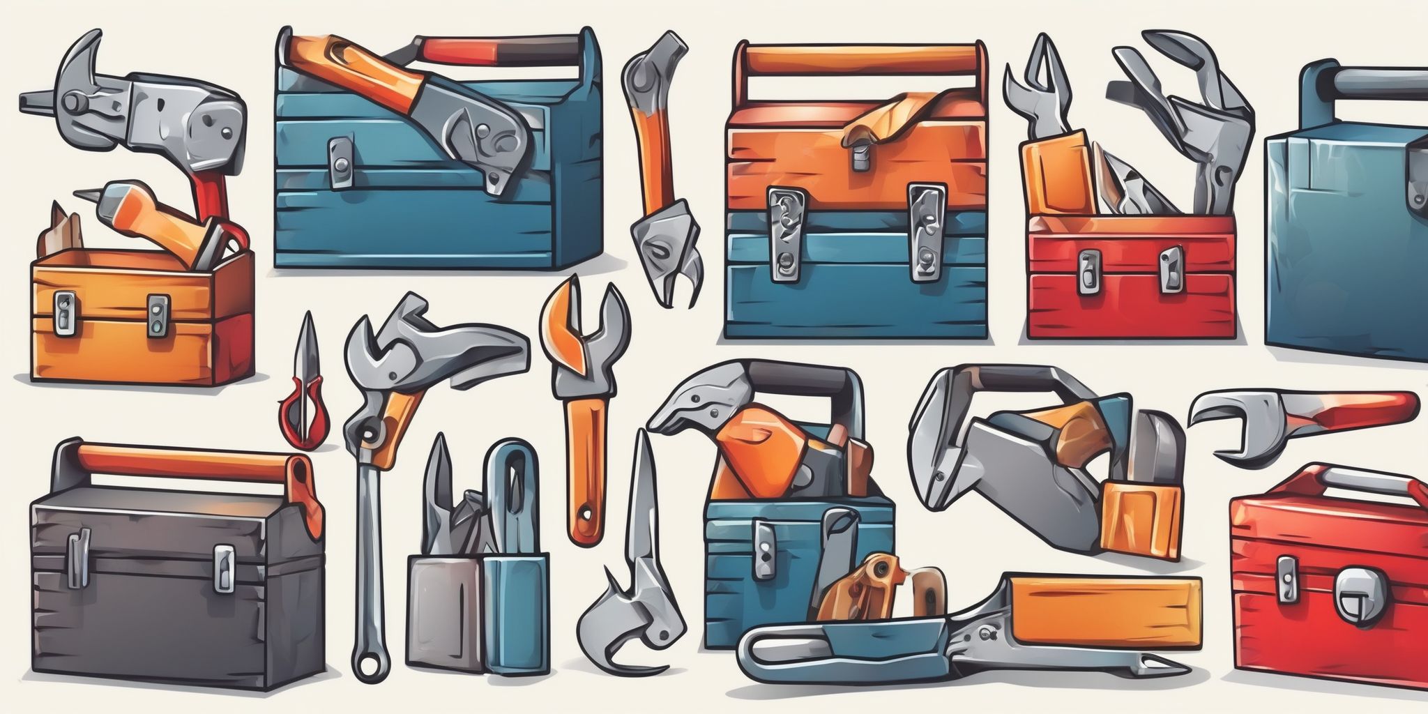 toolbox in illustration style with gradients and white background