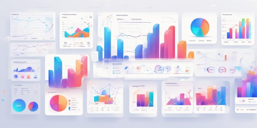 Analytics in illustration style with gradients and white background