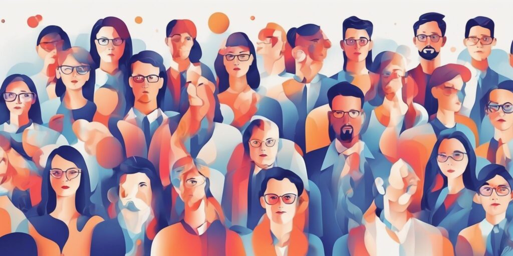 Target audience in illustration style with gradients and white background