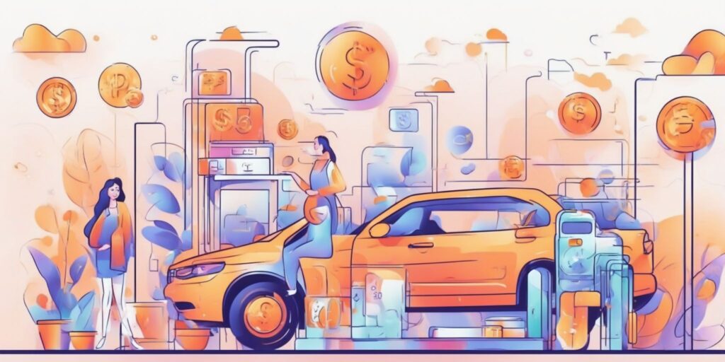 Pay in illustration style with gradients and white background