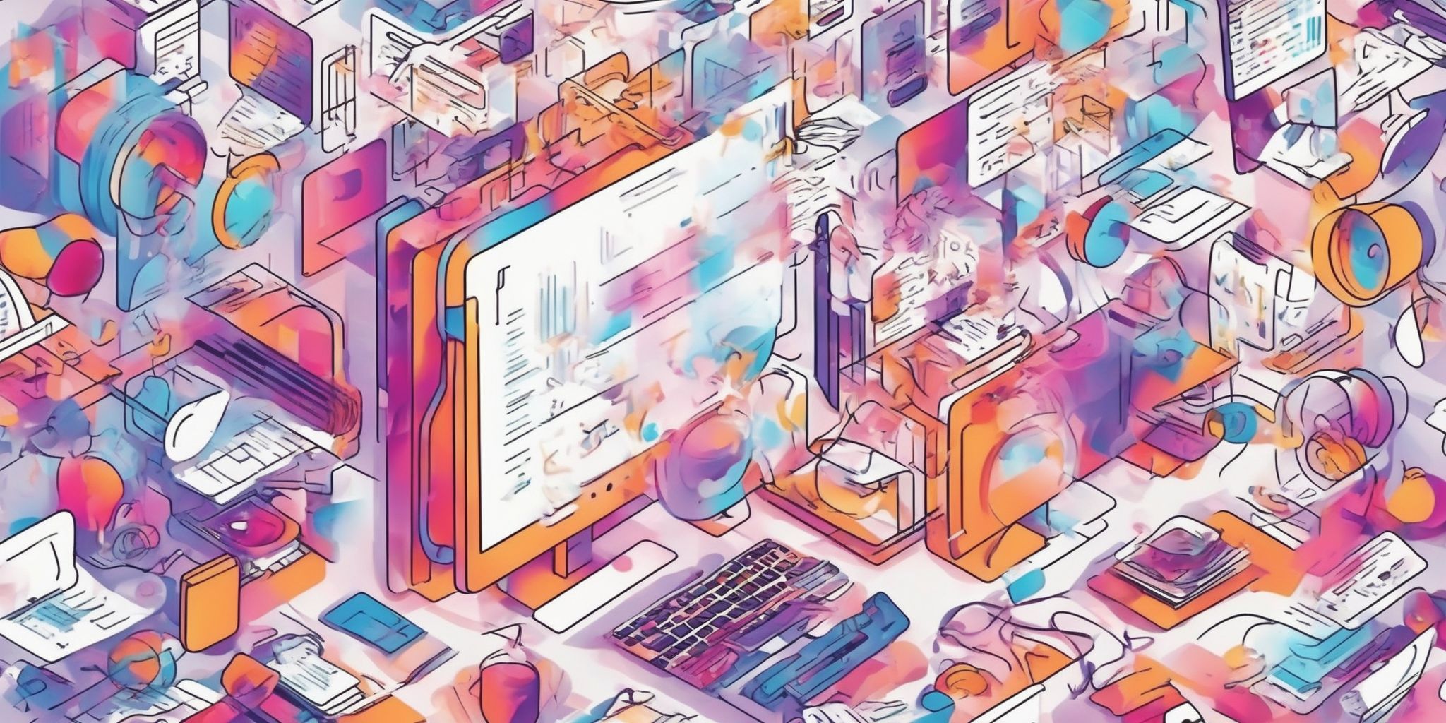 Information overload in illustration style with gradients and white background