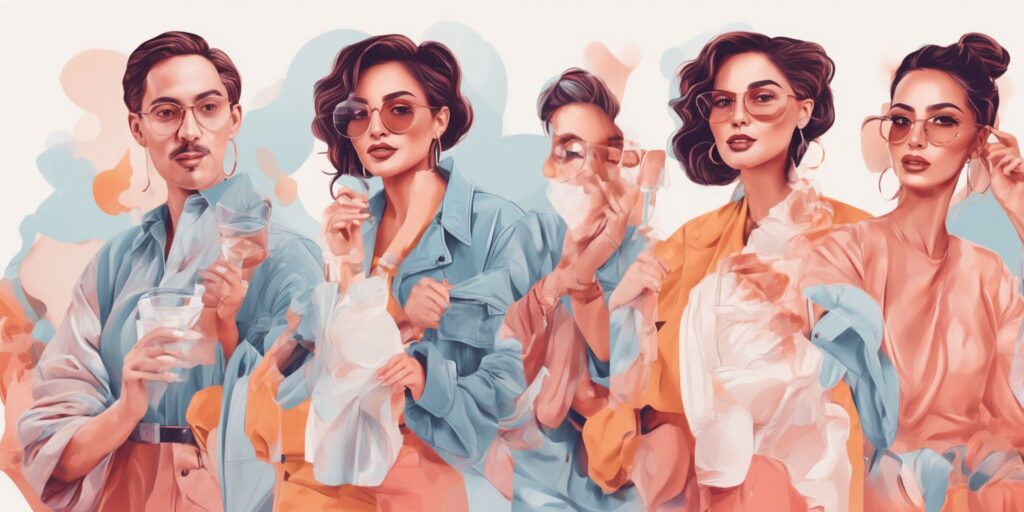 influencers in illustration style with gradients and white background