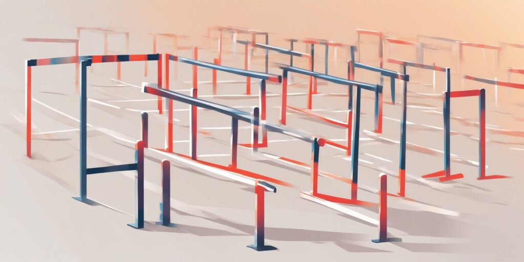 hurdles in illustration style with gradients and white background